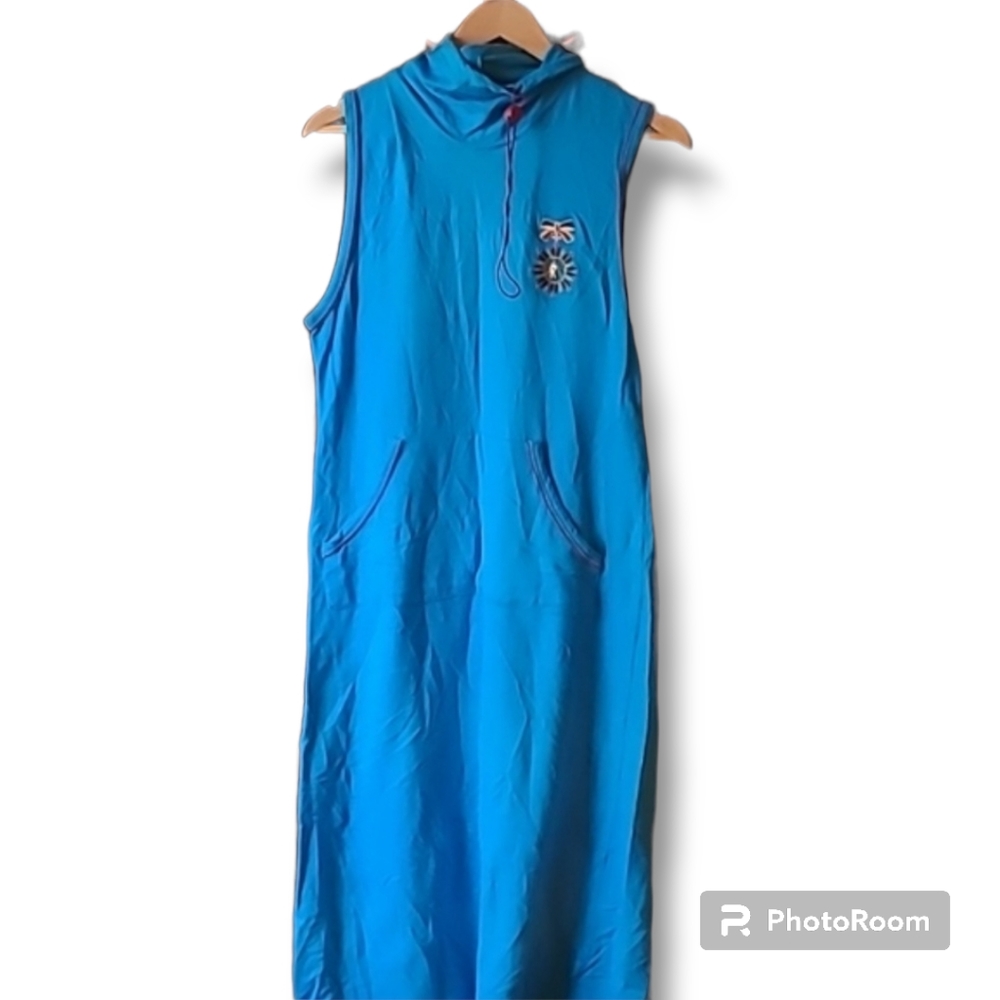 Roberta di Camerino Blue Sleeveless Cowl Dress